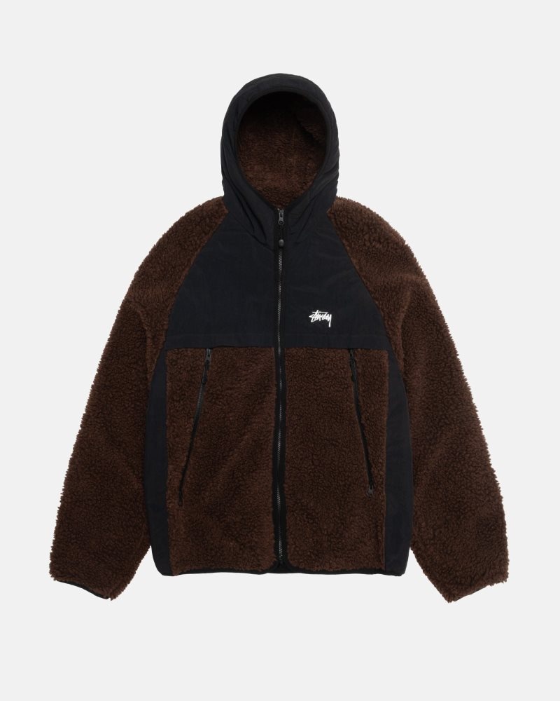 Veste Stussy Sherpa Paneled Encapuchonné Marron | CEY-9912281