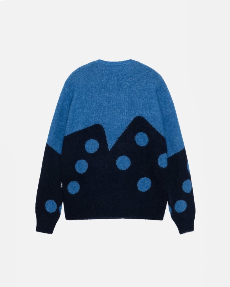 Pull Stussy Dice Fuzzy Crew Bleu | FDO-4944709