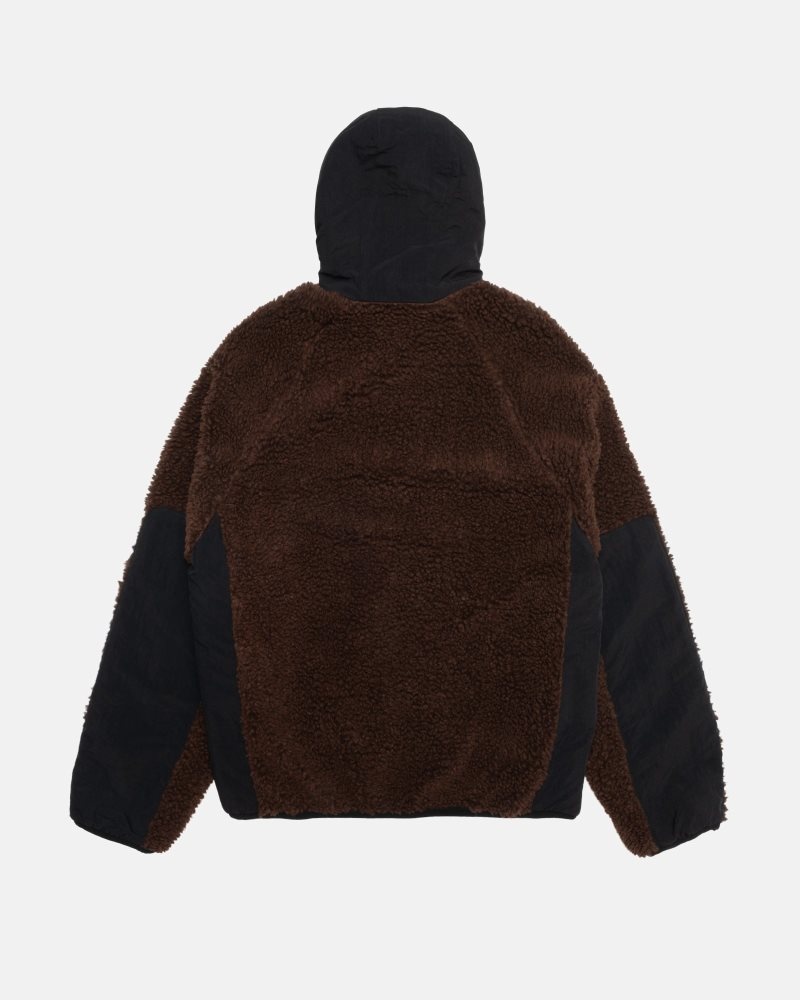 Veste Stussy Sherpa Paneled Encapuchonné Marron | CEY-9912281