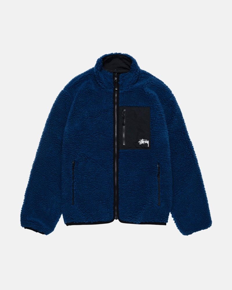 Veste Stussy Sherpa Reversible Bleu | WXN-5525909