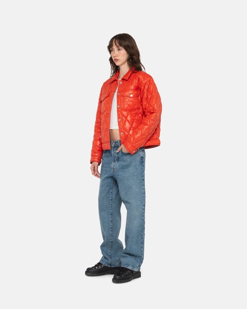 Veste Stussy Ranch Matelassé Nylon Persimmon | PKI-9569970