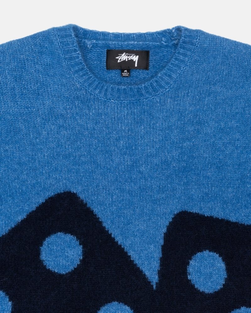 Pull Stussy Dice Fuzzy Crew Bleu | FDO-4944709