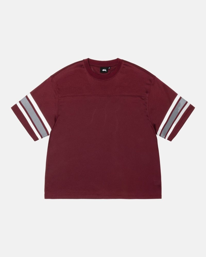 T Shirts Stussy Surfman Mesh Football Jersey Bordeaux | BFG-0759126