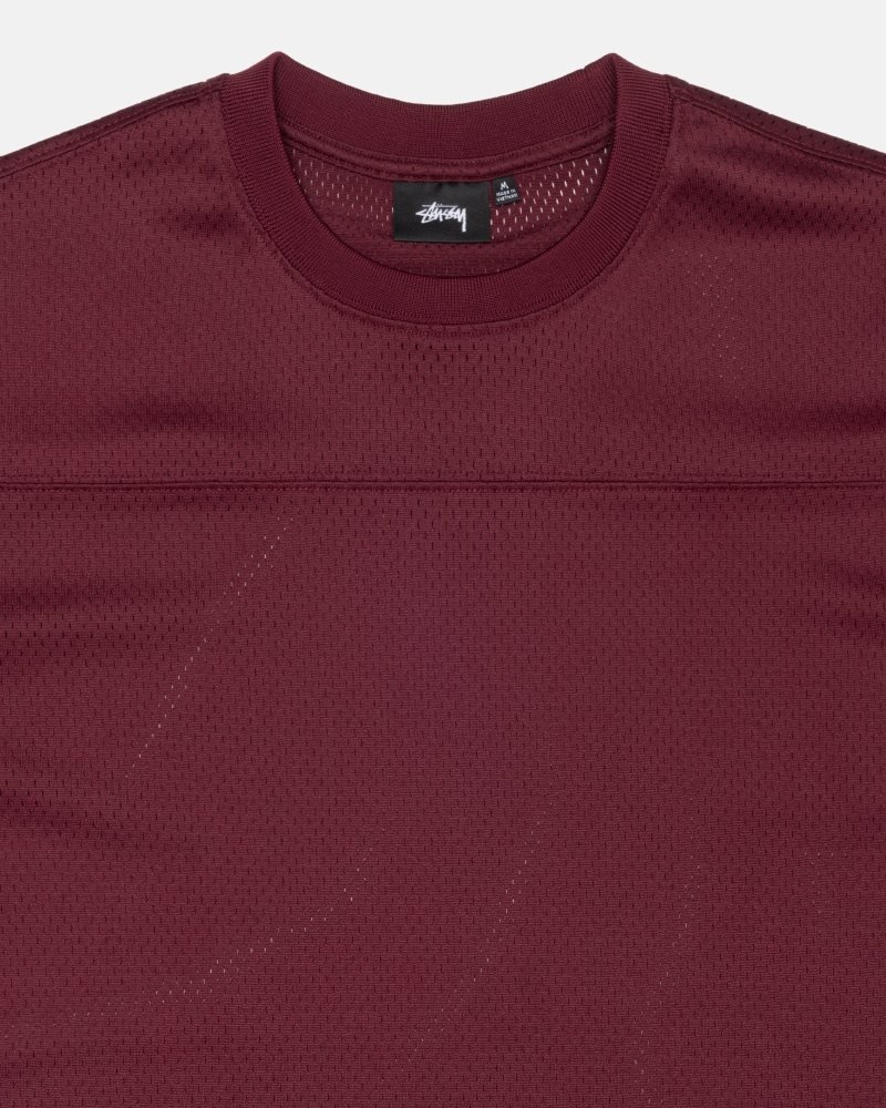 T Shirts Stussy Surfman Mesh Football Jersey Bordeaux | BFG-0759126