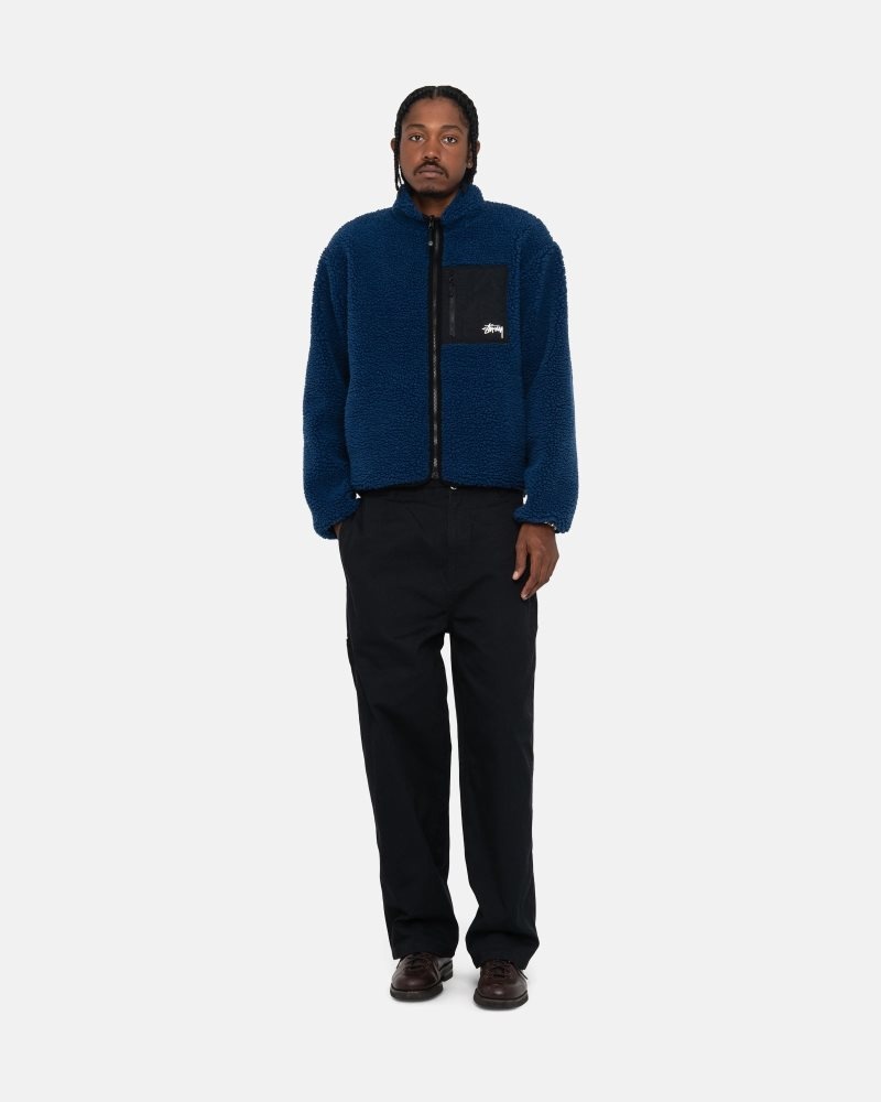 Veste Stussy Sherpa Reversible Bleu | WXN-5525909