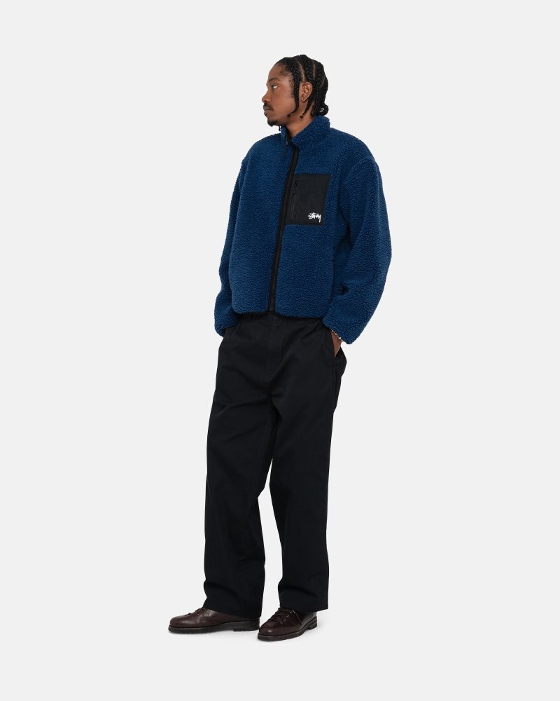 Veste Stussy Sherpa Reversible Bleu | WXN-5525909