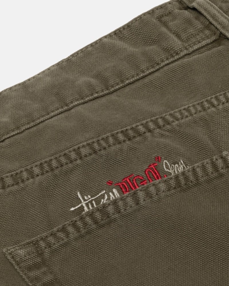 Jean Stussy Big Ol' Washed Tela Vert Olive | JHO-2653148