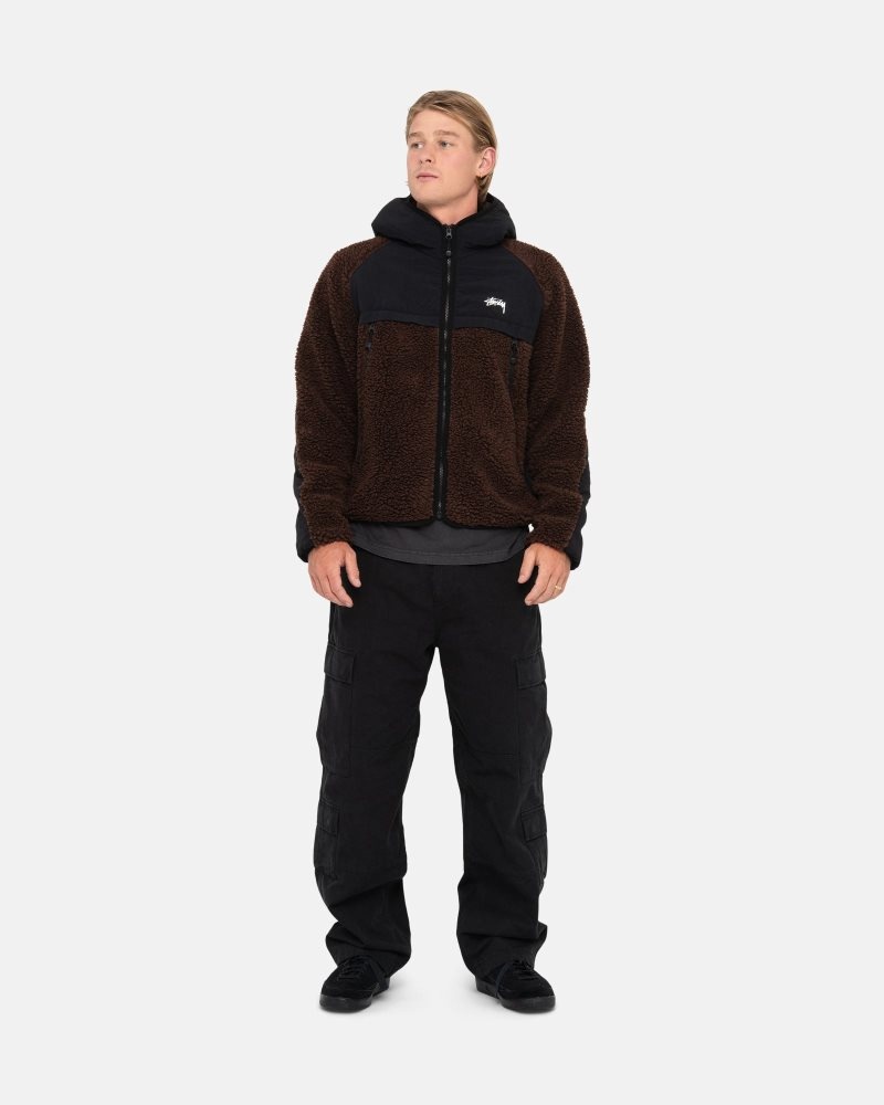 Veste Stussy Sherpa Paneled Encapuchonné Marron | CEY-9912281