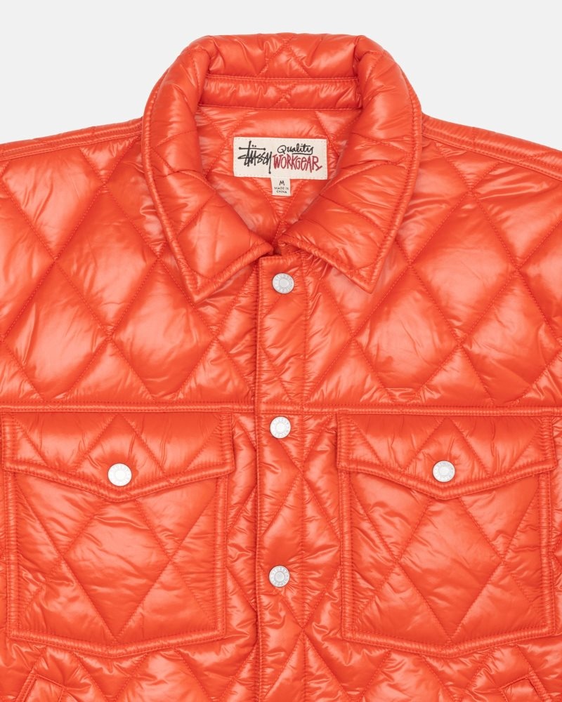 Veste Stussy Ranch Matelassé Nylon Persimmon | PKI-9569970