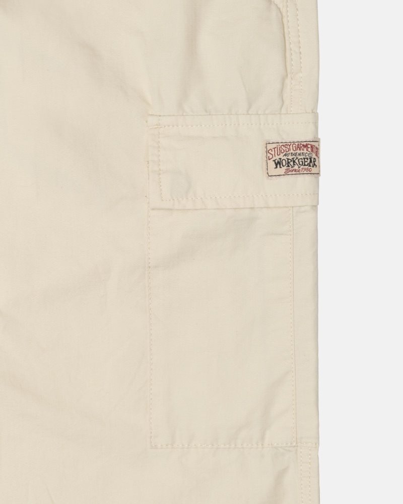 Pantalon Stussy Beach Ripstop Cargo Blanche | TJM-0615360