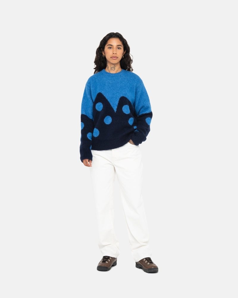 Pull Stussy Dice Fuzzy Crew Bleu | FDO-4944709