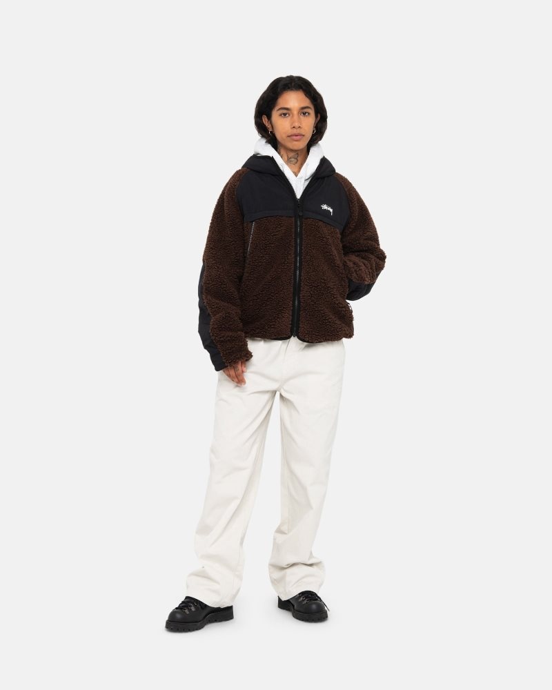 Veste Stussy Sherpa Paneled Encapuchonné Marron | CEY-9912281