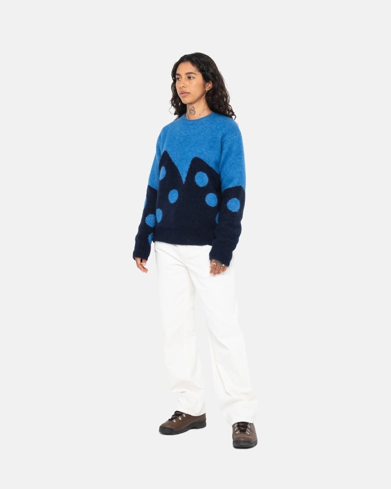 Pull Stussy Dice Fuzzy Crew Bleu | FDO-4944709