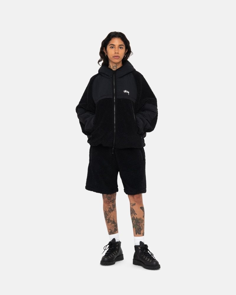 Veste Stussy Sherpa Paneled Encapuchonné Noir | YNC-6409683