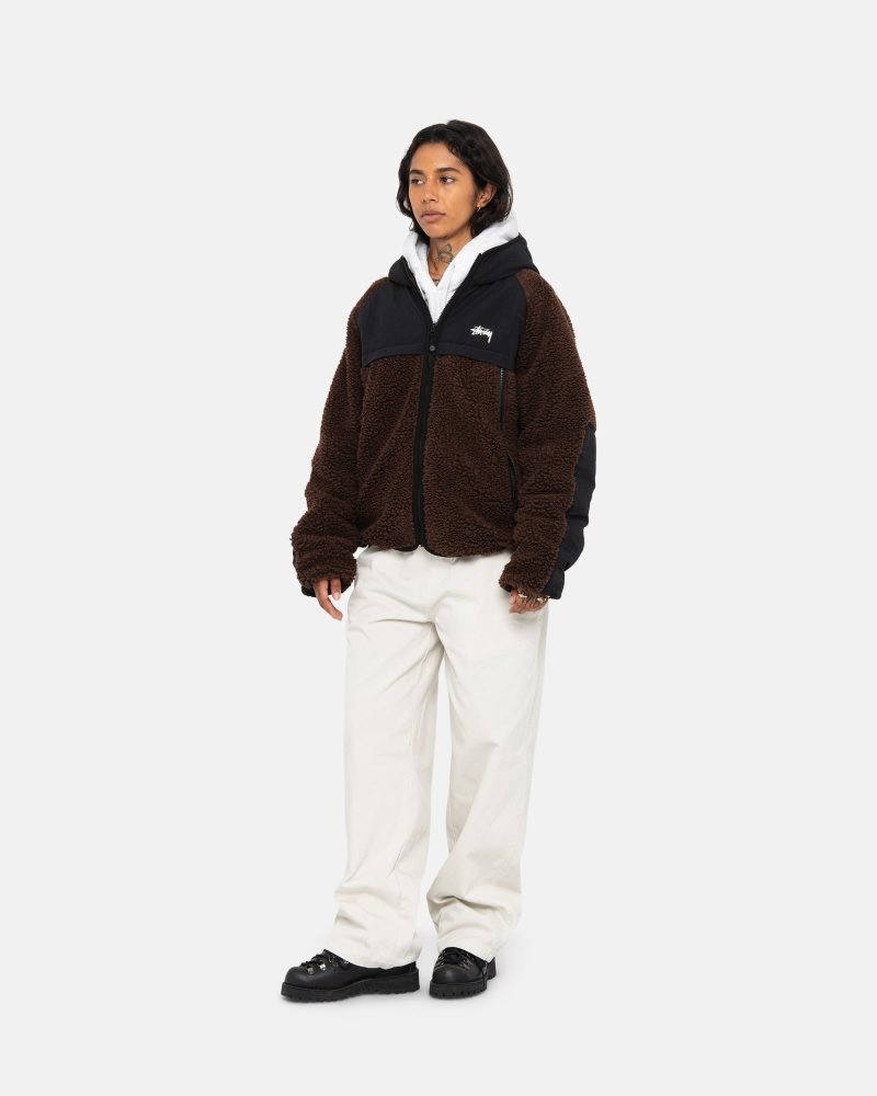 Veste Stussy Sherpa Paneled Encapuchonné Marron | CEY-9912281