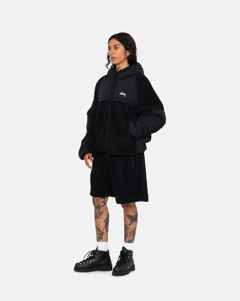 Veste Stussy Sherpa Paneled Encapuchonné Noir | YNC-6409683