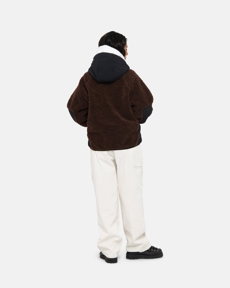 Veste Stussy Sherpa Paneled Encapuchonné Marron | CEY-9912281