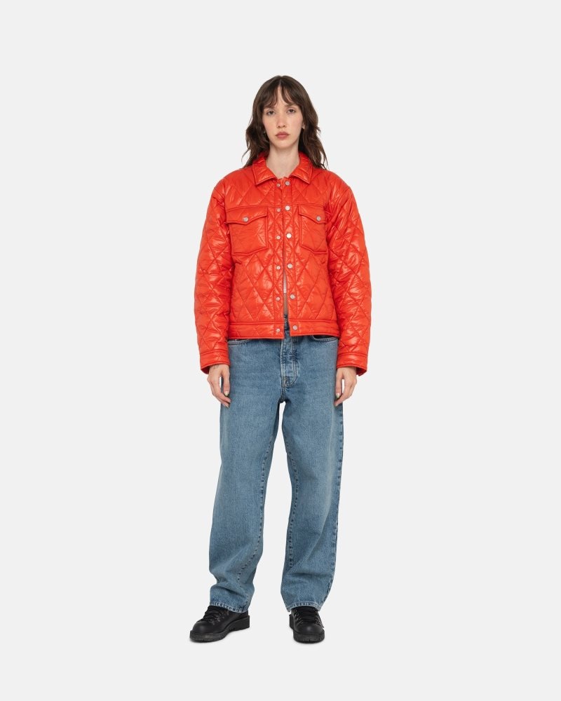 Veste Stussy Ranch Matelassé Nylon Persimmon | PKI-9569970