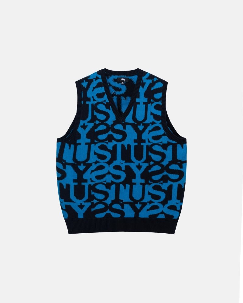 Pull Stussy Stacked Vest Bleu Marine Foncé | BWL-1801056