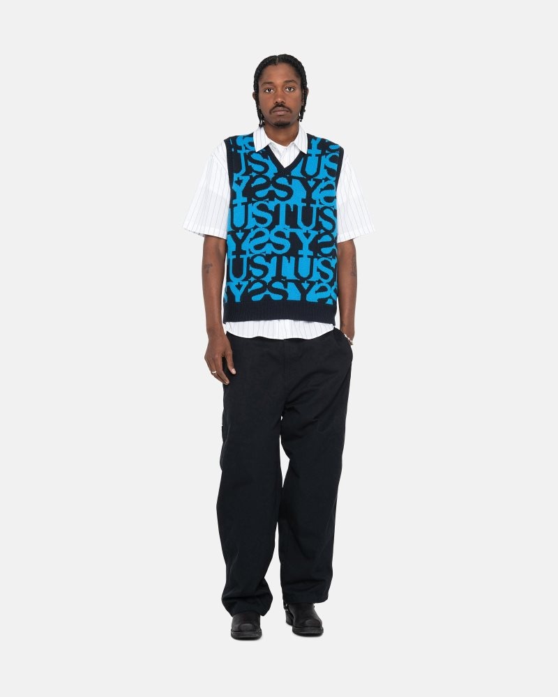 Pull Stussy Stacked Vest Bleu Marine Foncé | BWL-1801056