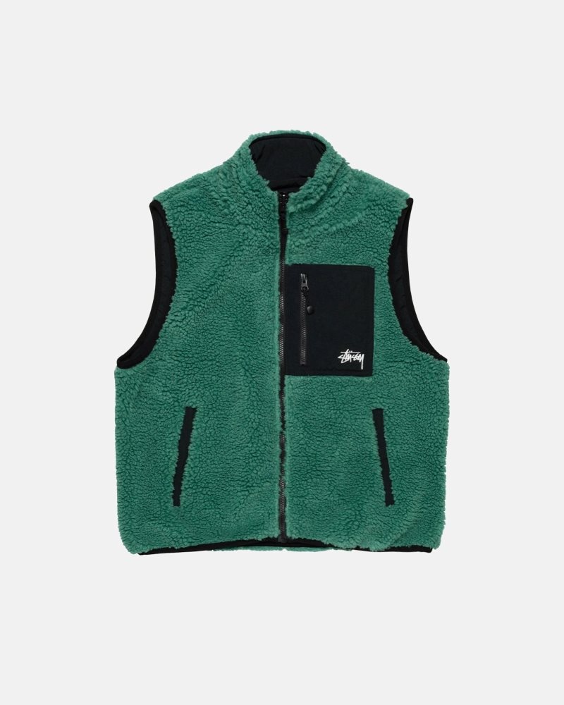 Gilet Stussy Sherpa Reversible Teal | ZUK-1475076