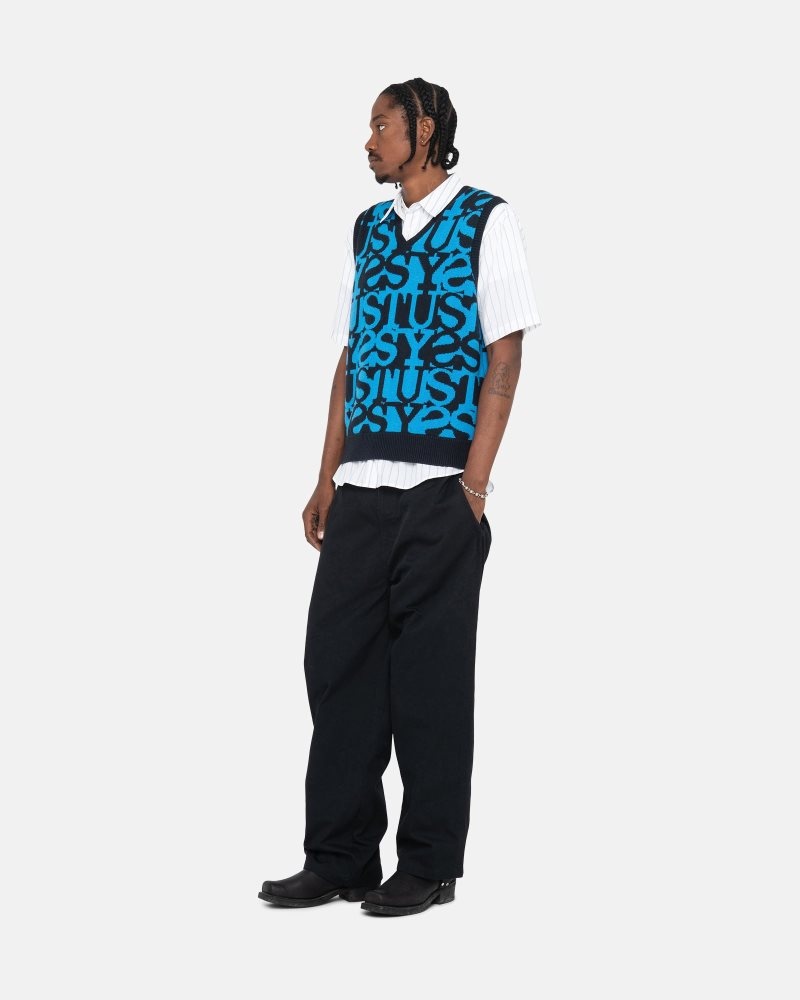 Pull Stussy Stacked Vest Bleu Marine Foncé | BWL-1801056