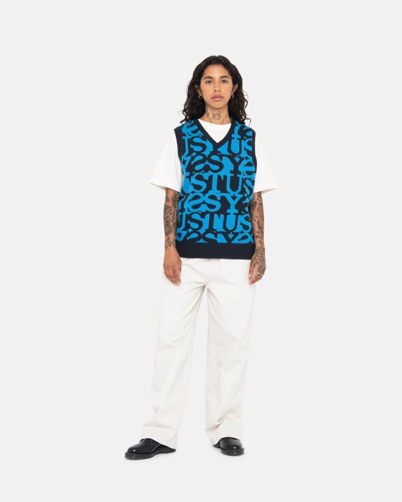 Pull Stussy Stacked Vest Bleu Marine Foncé | BWL-1801056