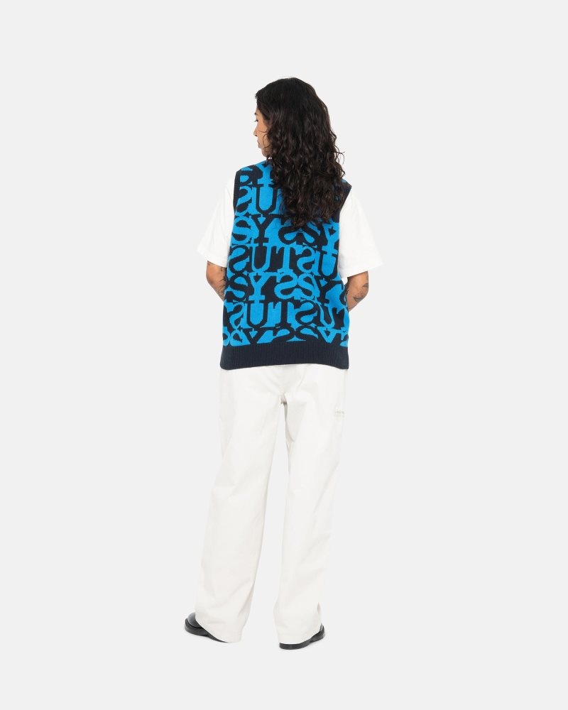 Pull Stussy Stacked Vest Bleu Marine Foncé | BWL-1801056