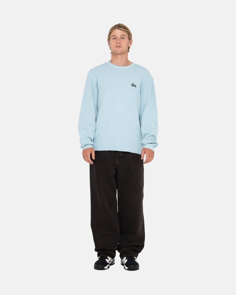 Sweat Stussy Basic Stock Ls Thermal Bleu Clair | OMT-6124581