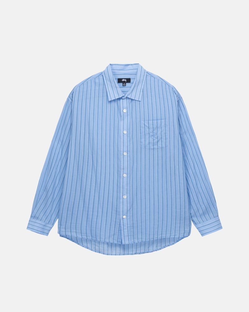 Chemise Stussy Light Weight Classiche Bleu | AGB-0597011