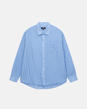 Chemise Stussy Light Weight Classiche Bleu | AGB-0597011