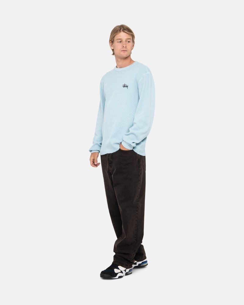 Sweat Stussy Basic Stock Ls Thermal Bleu Clair | OMT-6124581