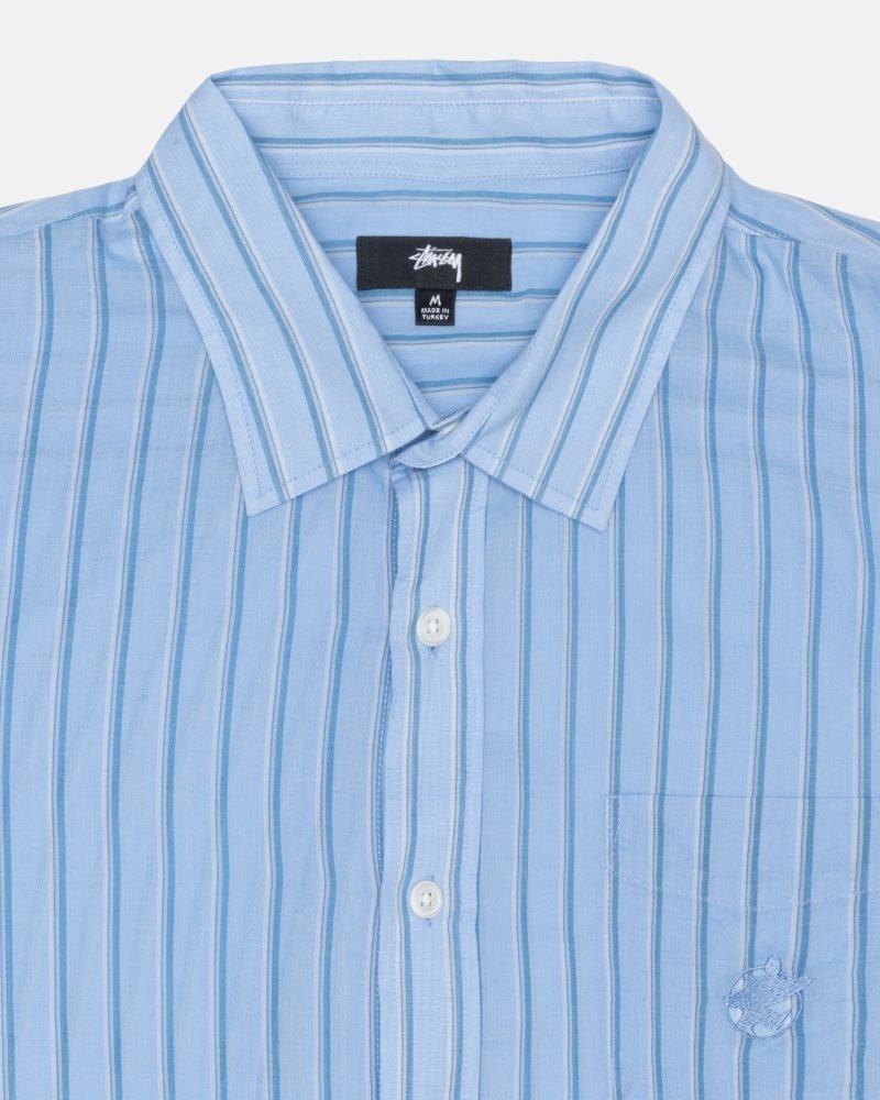 Chemise Stussy Light Weight Classiche Bleu | AGB-0597011