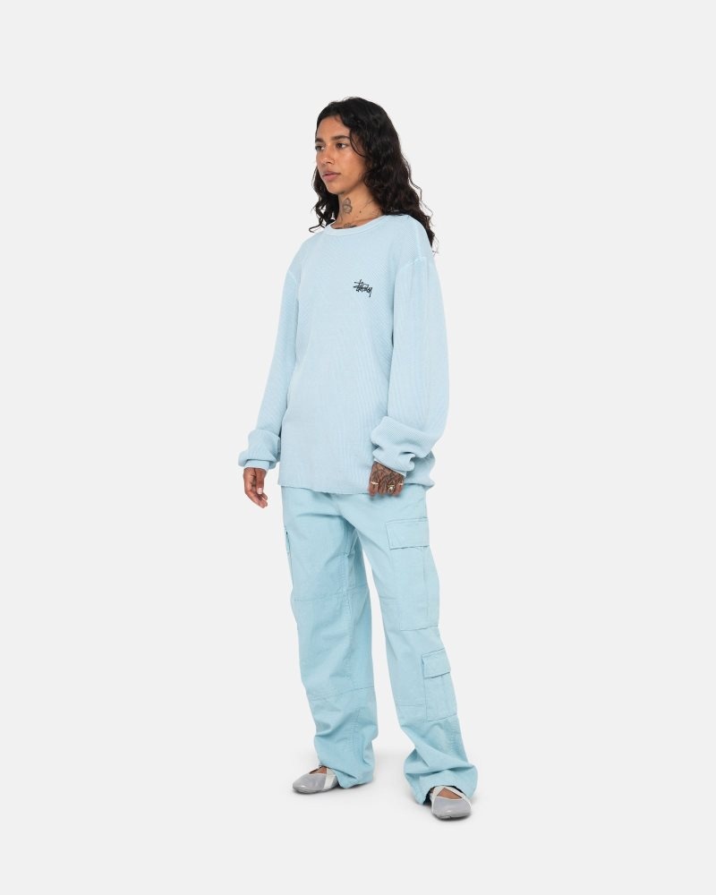 Sweat Stussy Basic Stock Ls Thermal Bleu Clair | OMT-6124581