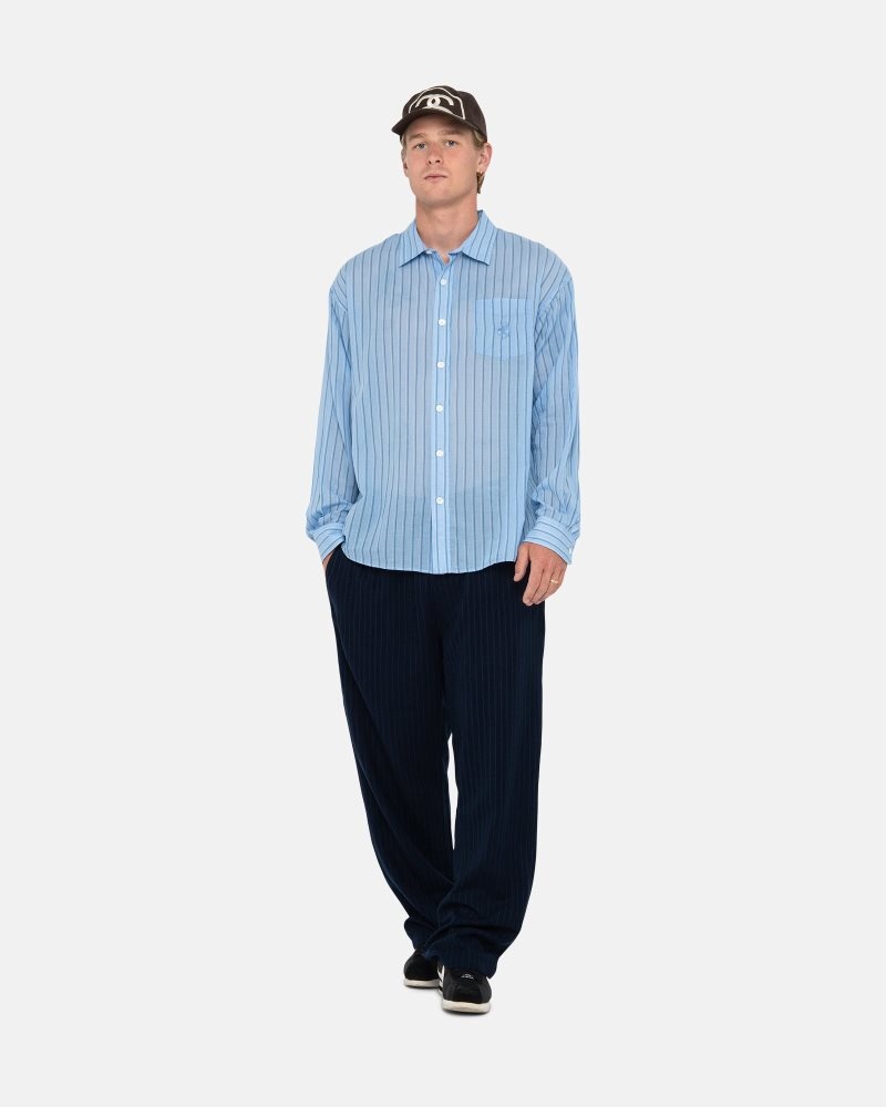 Chemise Stussy Light Weight Classiche Bleu | AGB-0597011