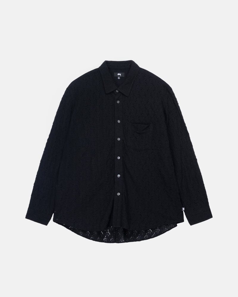 Chemise Stussy Dentelle Ls Noir | ZTV-0250086