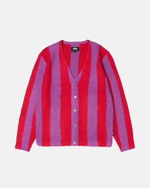 Cardigan Stussy Stripe Brushed Violette | UUC-5687419