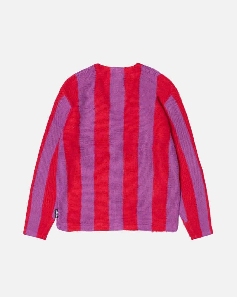 Cardigan Stussy Stripe Brushed Violette | UUC-5687419