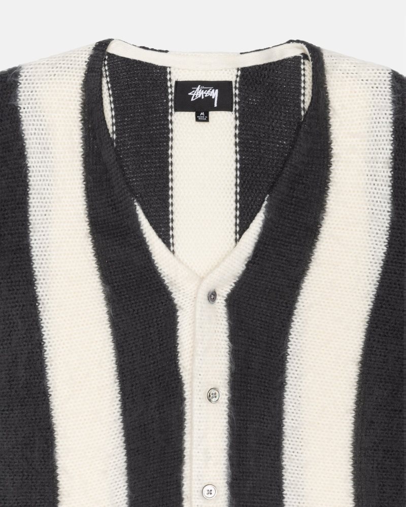 Cardigan Stussy Stripe Brushed Natural | DYH-3061447