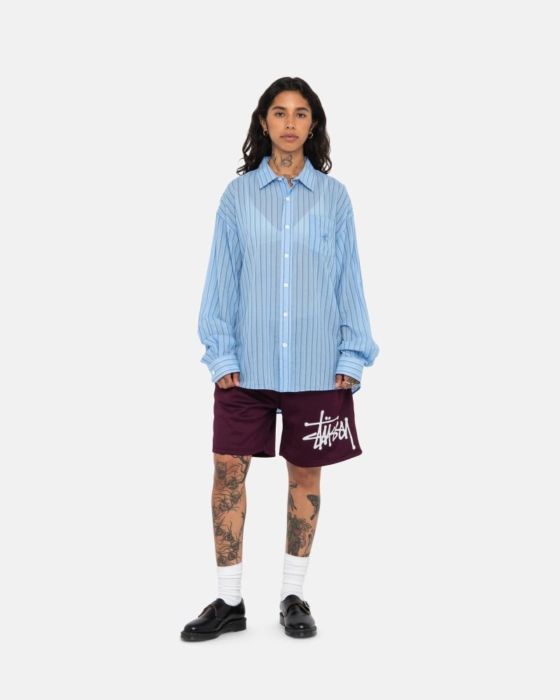 Chemise Stussy Light Weight Classiche Bleu | AGB-0597011