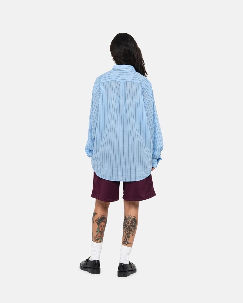 Chemise Stussy Light Weight Classiche Bleu | AGB-0597011