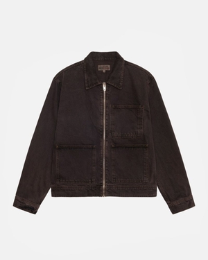 Veste Stussy Zip Travail Denim Espresso | IEZ-6650615