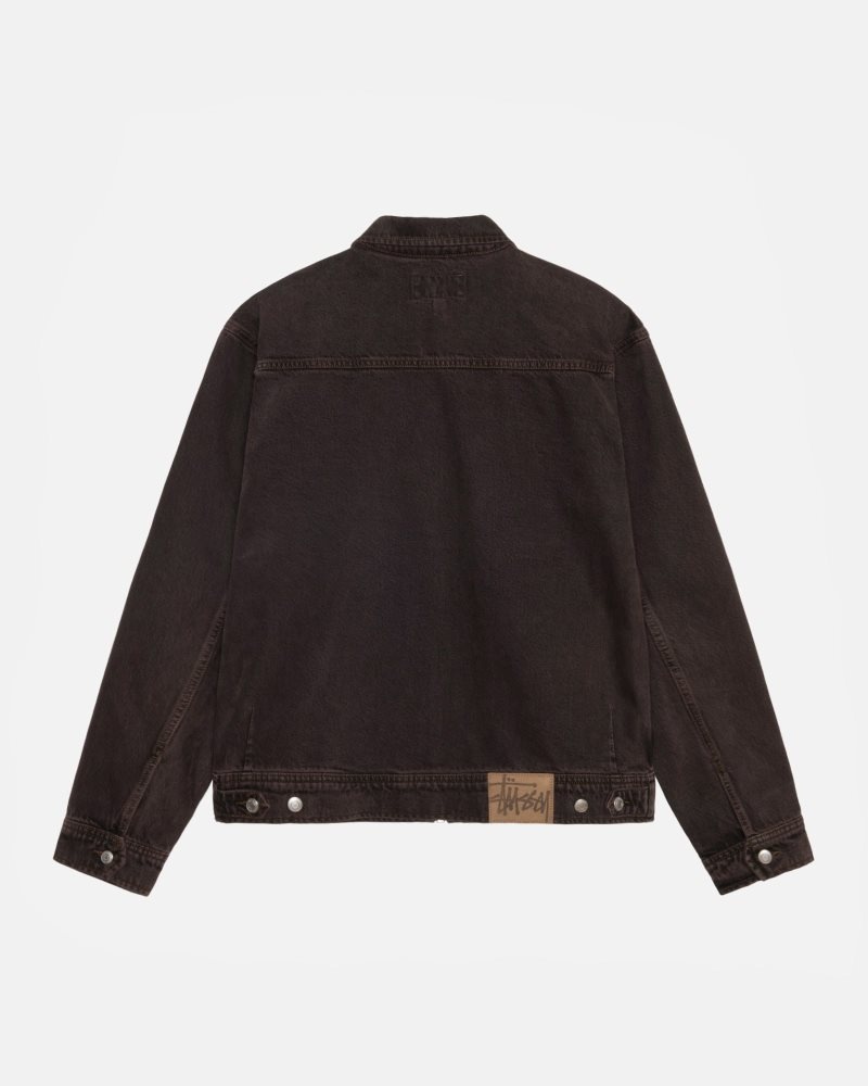 Veste Stussy Zip Travail Denim Espresso | IEZ-6650615