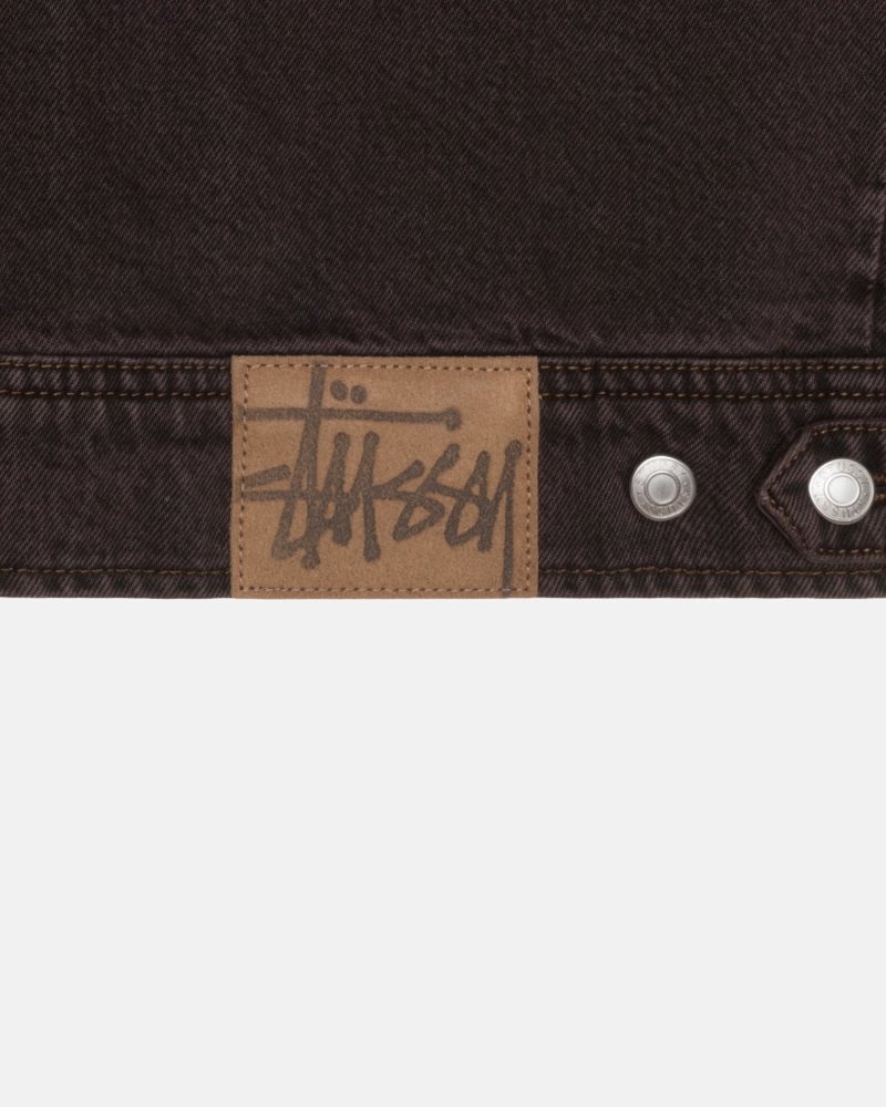 Veste Stussy Zip Travail Denim Espresso | IEZ-6650615