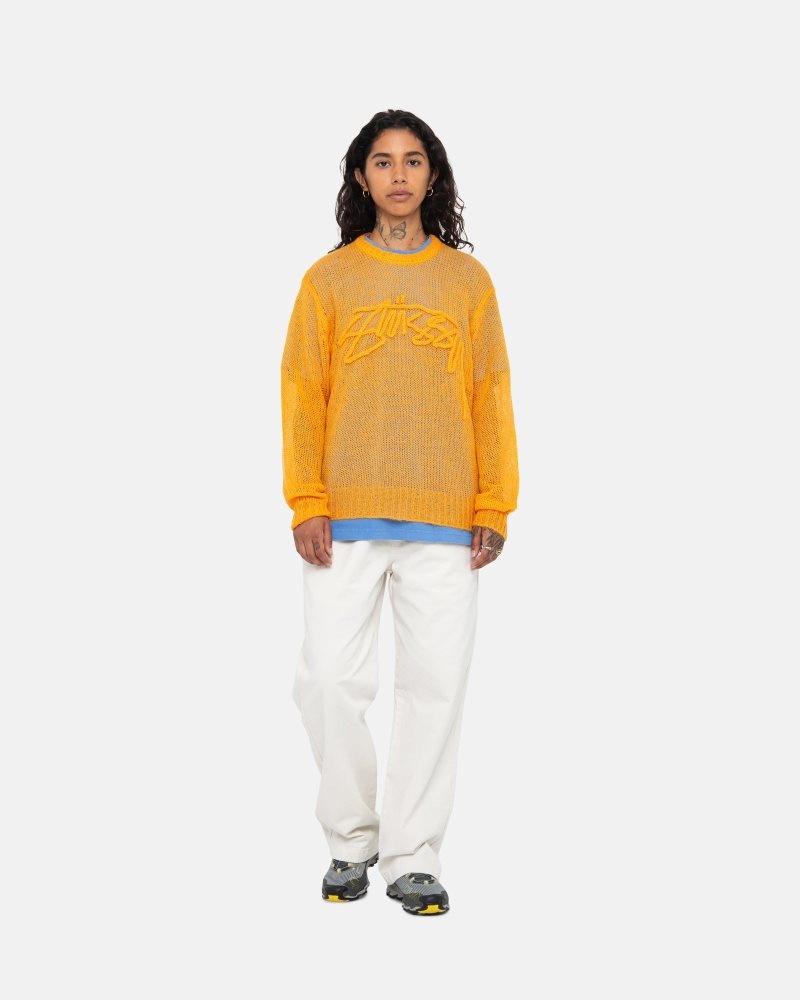 Pull Stussy Loose Knit Logo Orange | LRR-8565425