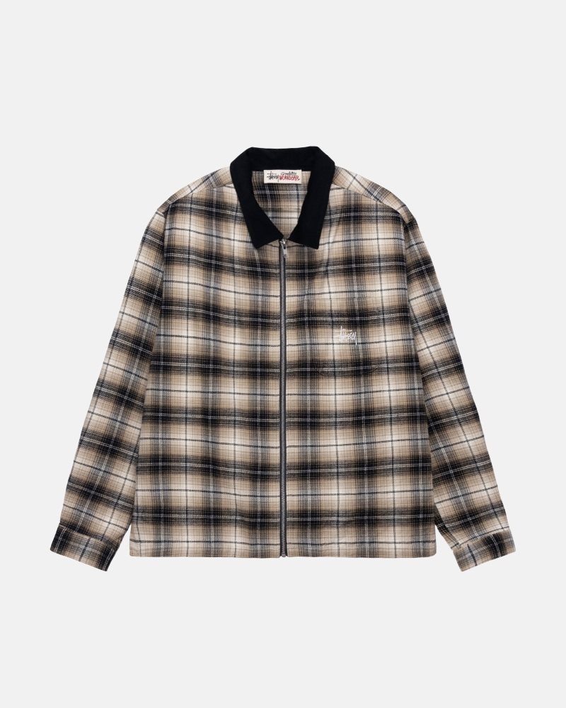 Chemise Stussy Frank Plaid Zip Taupe | LCR-5541264