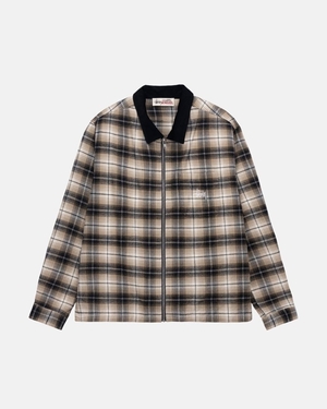 Chemise Stussy Frank Plaid Zip Taupe | LCR-5541264