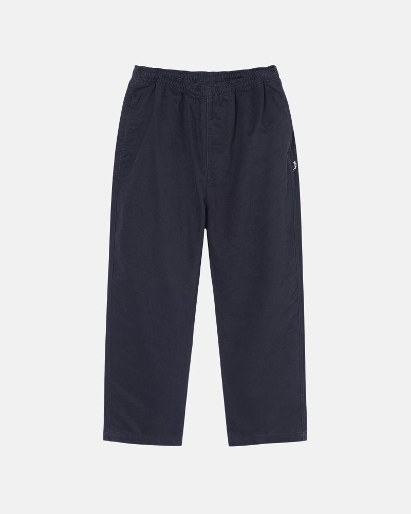 Pantalon Stussy Beach Brushed Coton Bleu Marine | GCG-0608572