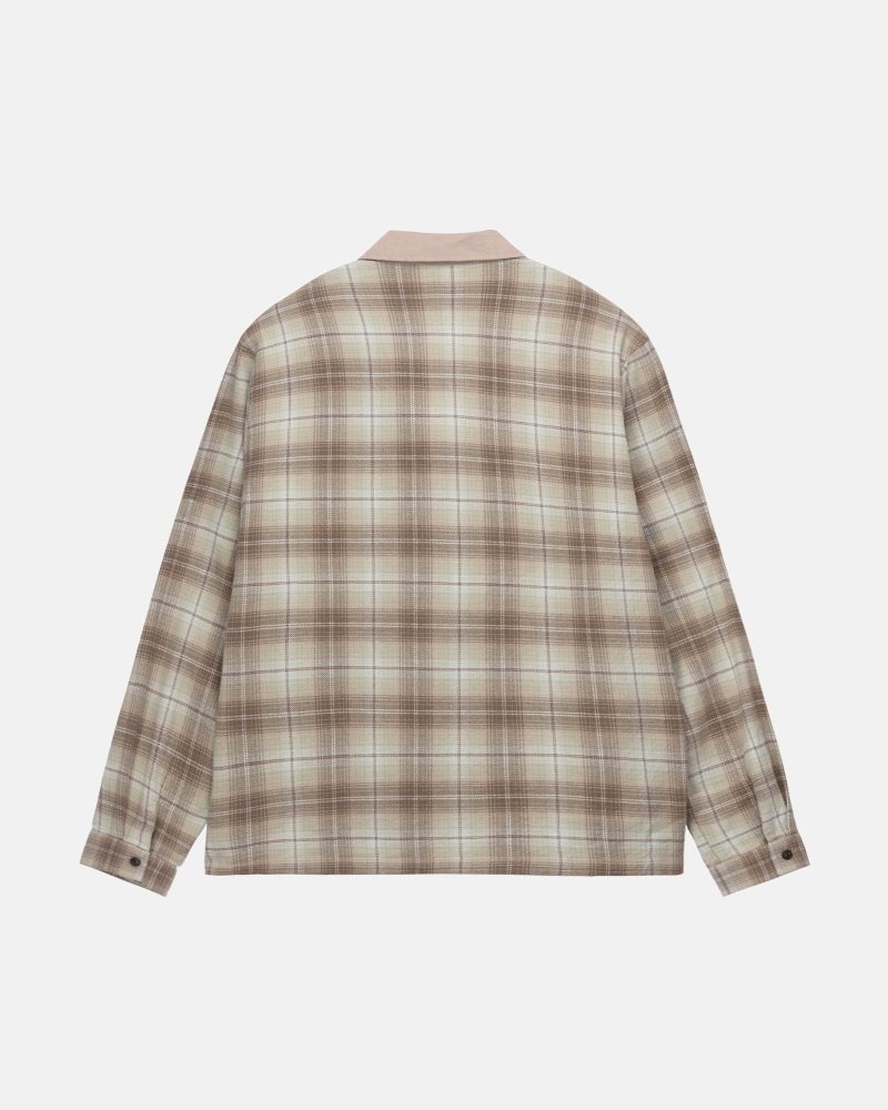 Chemise Stussy Frank Plaid Zip Tan | ROK-9618377