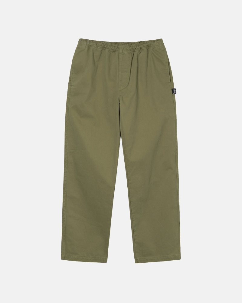 Pantalon Stussy Beach Brushed Coton Vert Olive | LEC-7902718